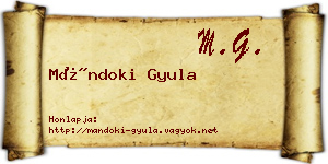 Mándoki Gyula névjegykártya