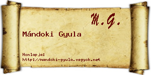 Mándoki Gyula névjegykártya